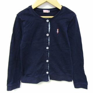 ミキハウス カーディガン トップス クルーネック 日本製 キッズ 女の子用 130サイズ ネイビー MIKIHOUSE(カーディガン)