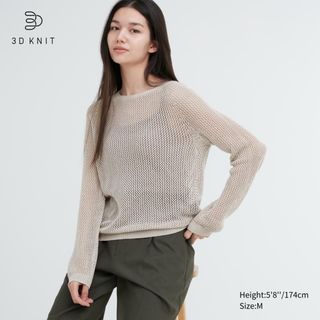 UNIQLO - 美品 ユニクロ 3Dメッシュクルーネックセーター サマーニット