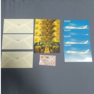 ジャル(ニホンコウクウ)(JAL(日本航空))の【新品未使用】JAL ハガキ×8枚 封筒×3枚 シール×1枚セット(ノベルティグッズ)