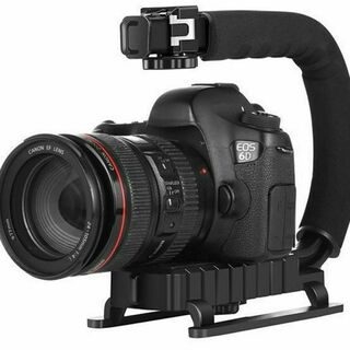 U/C字型グリップ 3 口マウント付 ハンドルブラケット カメラスタビライザー(ビデオカメラ)