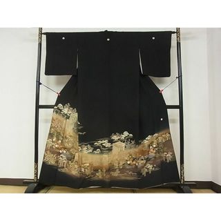 平和屋2■豪華黒留袖　作家物　御所車花文　暈し染め　金彩　逸品　DAAB1512jm(着物)