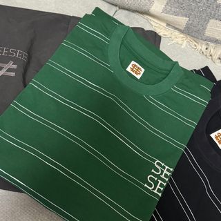 M SEE SEE SUPER BIG FLAT DOUBLE STRIPE T(Tシャツ/カットソー(半袖/袖なし))