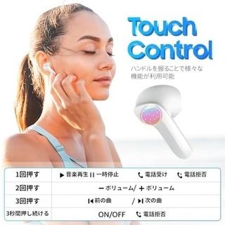 【未使用】ワイヤレスイヤフォン イヤホン bluetooth5.3 防水　白 (ヘッドフォン/イヤフォン)