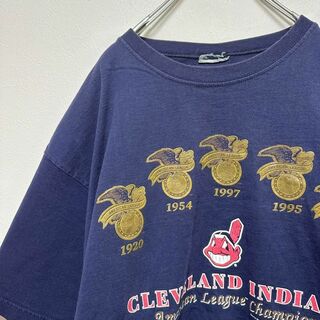 メジャーリーグベースボール(MLB)の90s ビンテージ古着　インディアンズ　メンズ半袖tシャツ　ベースボール(Tシャツ/カットソー(半袖/袖なし))