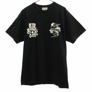 アコースティック プリント 半袖 Tシャツ M ブラック Acoustic スカル メンズ(Tシャツ/カットソー(半袖/袖なし))