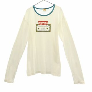 リーバイス(Levi's)のリーバイス ロゴプリント 長袖 Tシャツ L ホワイト×グリーン Levi's メンズ(Tシャツ/カットソー(七分/長袖))