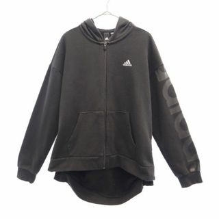 アディダス(adidas)のアディダス 長袖 スウェット ジップパーカー M ブラック adidas 裏起毛 レディース(パーカー)