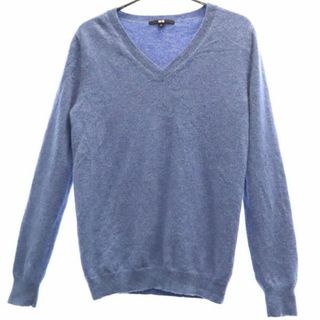 ユニクロ(UNIQLO)のユニクロ カシミヤ 長袖 Vネック セーター M ブルー UNIQLO +J ニット レディース(ニット/セーター)