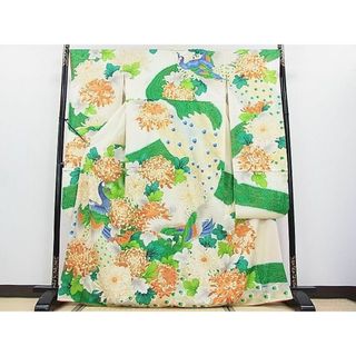 平和屋2■豪華振袖　駒刺繍　孔雀菊花文　暈し染め　金彩　逸品　DAAC6313fe(振袖)