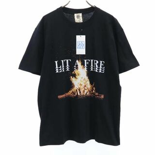 未使用 バースト222 20ss FIRE プリント 半袖 Tシャツ 2 ブラック vast222 ラバーソウル メンズ(Tシャツ/カットソー(半袖/袖なし))