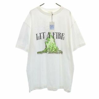 未使用 バースト222 20ss FIRE プリント 半袖 Tシャツ 3 ホワイト vast222 ラバーソウル メンズ(Tシャツ/カットソー(半袖/袖なし))