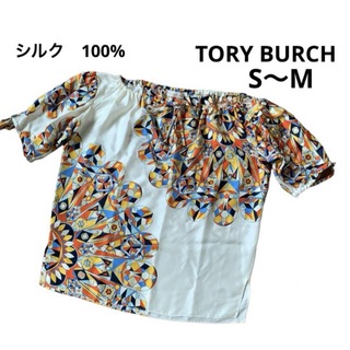 トリーバーチ(Tory Burch)のトリーバーチ　ブラウス　トップス　シルク　リボン　ロゴ(シャツ/ブラウス(半袖/袖なし))
