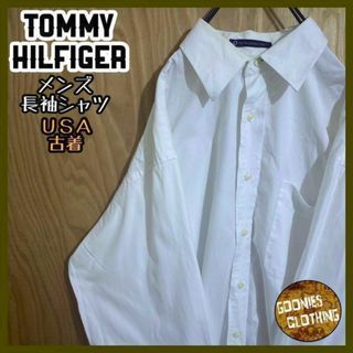 トミーヒルフィガー(TOMMY HILFIGER)のトミー ヒルフィガー ホワイト 長袖 シャツ ボタンダウン USA古着 90s(シャツ)