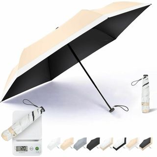 折りたたみ傘 超軽量120g 日傘 3段式 折り畳み傘 晴雨兼用 ベージュ(傘)