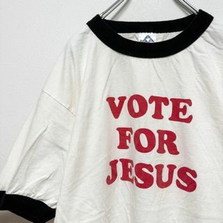 ビンテージ古着　リンガーネック　VOTE FOR JESUS 半袖tシャツ(Tシャツ/カットソー(半袖/袖なし))