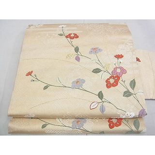 平和屋2◎九寸名古屋帯　唐織　エ霞草花文　金糸　逸品　DAAA3969rt(帯)