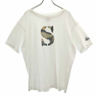 ステューシー(STUSSY)のステューシー 90s 紺タグ オールド USA製 プリント 半袖 Tシャツ M ホワイト STUSSY メンズ(Tシャツ/カットソー(半袖/袖なし))