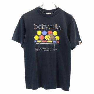 アベイシングエイプ(A BATHING APE)のアベイシングエイプ 日本製 ベイビーマイロ プリント 半袖 クルーネック Tシャツ S 黒系 A BATHING APE メンズ(Tシャツ/カットソー(半袖/袖なし))