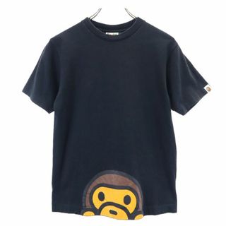 アベイシングエイプ(A BATHING APE)のアベイシングエイプ 日本製 ベイビーマイロ プリント 半袖 クルーネック Tシャツ S 黒系 A BATHING APE メンズ(Tシャツ/カットソー(半袖/袖なし))