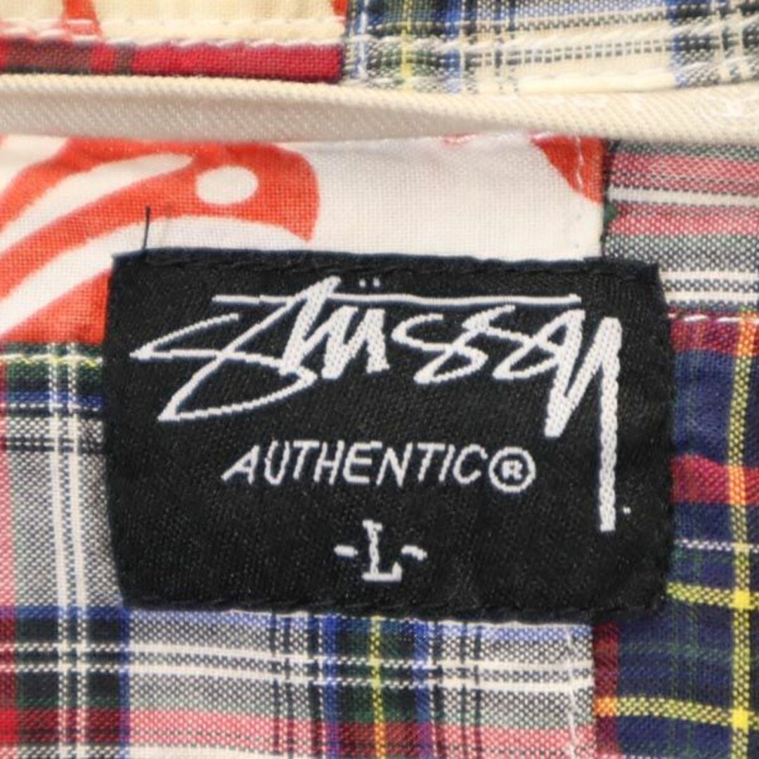 STUSSY - ステューシー チェック柄 半袖 パッチワーク シャツ L STUSSY - ステューシー チェック柄 半袖 パッチワーク シャツ L