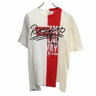 リスカープ 23ss リメイク 半袖 Tシャツ レッド×ホワイト RESCARP メンズ(Tシャツ/カットソー(半袖/袖なし))