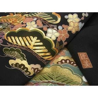 平和屋2■豪華黒留袖　駒刺繍　作家・匠美　梅笹松花文　暈し染め　金彩　逸品　DAAC0207ma(着物)