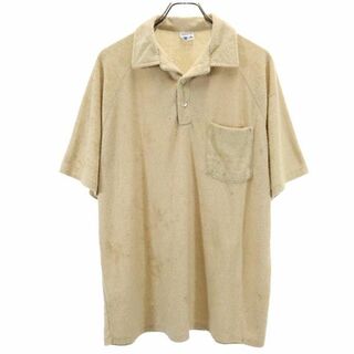 ヴィンテージ 80s 半袖 ポロシャツ XL ベージュ VINTAGE タオル地 オープンカラー メンズ(ポロシャツ)