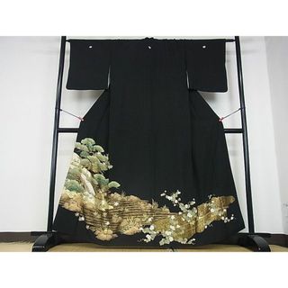 平和屋2■豪華黒留袖　渡橋風景文　金銀糸　逸品　DAAC3336mz(着物)