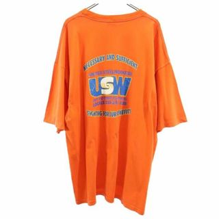 ベイサイド(BAY SIDE)のベイサイド USA製 オールド バック プリント 半袖 Tシャツ 3XL オレンジ BAYSIDE ビッグサイズ 胸ポケット付 メンズ(Tシャツ/カットソー(半袖/袖なし))