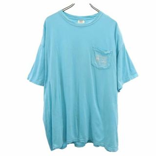 コンフォートカラーズ バック プリント 半袖 Tシャツ 2XL 青系 CONFORT COLORS ビッグサイズ 胸ポケット付 メンズ(Tシャツ/カットソー(半袖/袖なし))