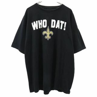 エヌエフエル チーム アパレル WHO DAT プリント 半袖 Tシャツ 2XL 黒 NFL TEAM APPAREL ビッグサイズ メンズ(Tシャツ/カットソー(半袖/袖なし))