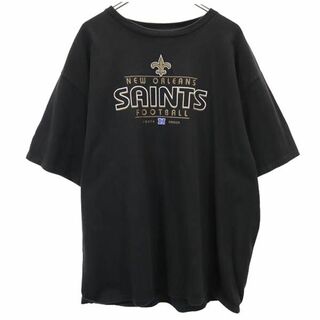 ニューオーリンズ セインツ NFL プリント 半袖 Tシャツ XL ブラック系 New Orleans Saints FOOTBALL メンズ(Tシャツ/カットソー(半袖/袖なし))