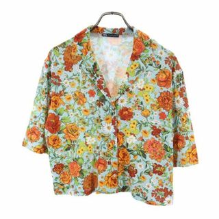 ザラ(ZARA)の未使用 ザラ 花柄 半袖 オープンカラーシャツ S ZARA レディース(シャツ/ブラウス(半袖/袖なし))