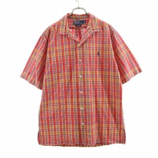 ポロバイラルフローレン 90s ヴィンテージ チェック 半袖 オープンカラーシャツ S レッド系 Polo by Ralph Lauren 開襟 CALDWELL メンズ(シャツ)