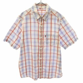 リーバイス(Levi's)のリーバイス チェック柄 半袖 ボタンダウンシャツ L ブルー系 Levi's メンズ(シャツ)