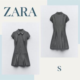 ザラ(ZARA)のZARA ザラ　ボックスプリーツ ショートワンピース　S(ミニワンピース)