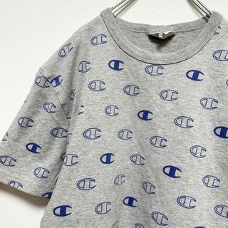 チャンピオン(Champion)のchampion チャンピオン　総柄　メンズ　半袖tシャツ　グレー　古着(Tシャツ/カットソー(半袖/袖なし))