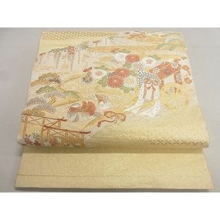 平和屋2◎太鼓柄袋帯　鴛鴦御所車花文　金銀糸　逸品　DAAD1088du(帯)