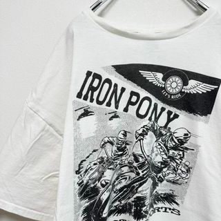 ビンテージ　古着　メンズ　バイク　IRON PONY 半袖tシャツ　XL 白(Tシャツ/カットソー(半袖/袖なし))