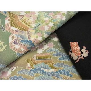 平和屋2■豪華黒留袖　友禅　作家物　風景花文　逸品　DAAC0240ma(着物)