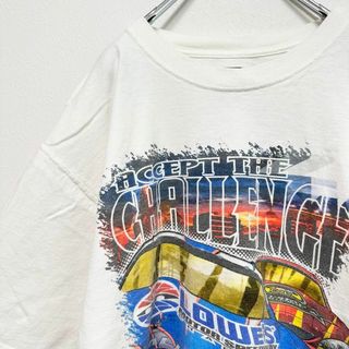 ビンテージ古着　ナスカー　レーシング　メンズ　半袖tシャツ　白　Lサイズ(Tシャツ/カットソー(半袖/袖なし))