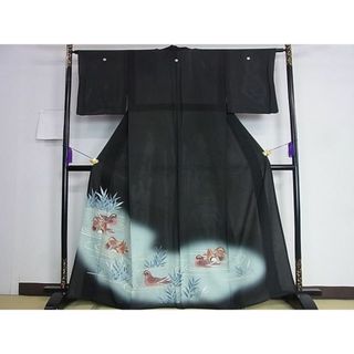 平和屋2■夏物　黒留袖　絽　刺繍　流水鴛鴦文　暈し染め　金糸　逸品　DAAC2311ic(着物)