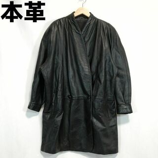 本革 レザージャケット レザーコート 大きめサイズ 大きいサイズ ブラック 黒(ロングコート)