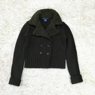 ラルフローレン(Ralph Lauren)のRALPH LAUREN カシミヤ混　カーディガン　牛革　茶　レディース　M(カーディガン)