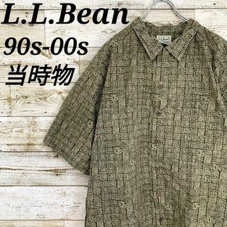 L.L.Bean - 【w464】USA古着エルエルビーン90s00s当時物キューバアロハ半袖シャツ