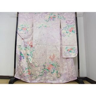 平和屋2■豪華振袖　駒刺繍　扇面草花文　銀彩　逸品　DAAC7637ud(振袖)