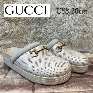 Gucci - 美品　GUCCI ホースビットグローブレザースリッパサンダル/UK8レザー/