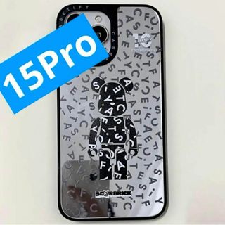 iPhone15Pro ケース　くま ミラー 鏡　［シルバー］(iPhoneケース)