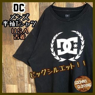 DC ブランド デカロゴ プリント Tシャツ メンズ USA古着 半袖 ブラック(Tシャツ/カットソー(半袖/袖なし))