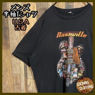 メンズ プリント ギター ミュージック 音楽 楽器 Tシャツ USA古着 90s(Tシャツ/カットソー(半袖/袖なし))